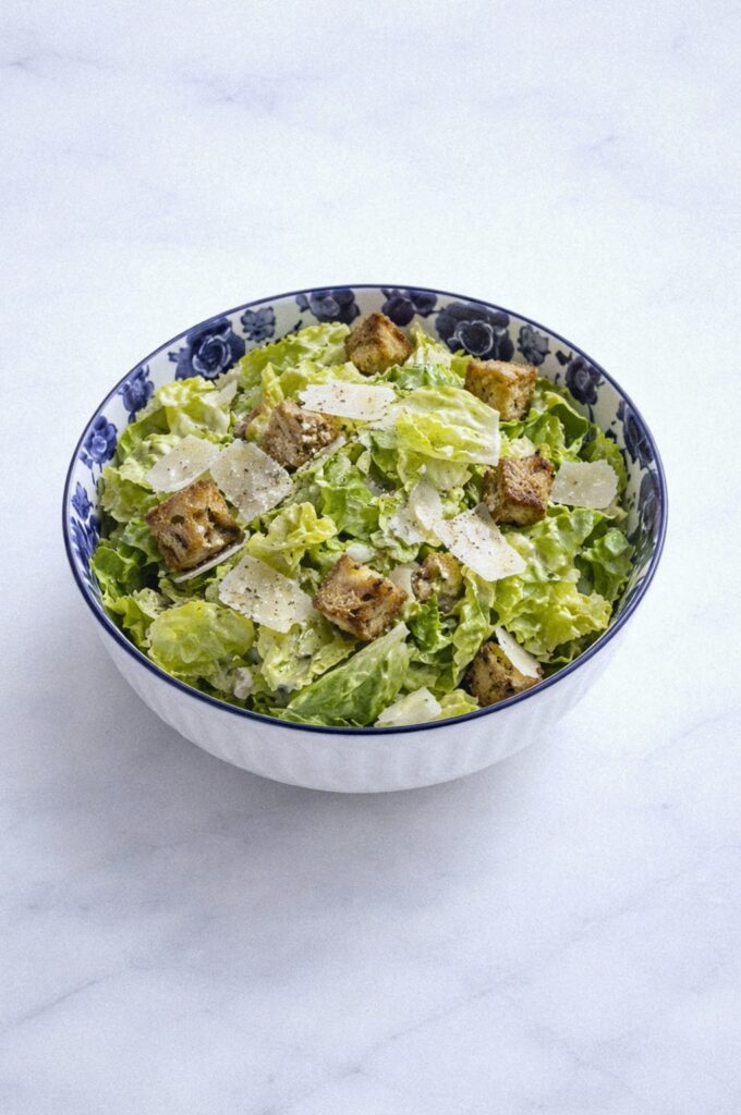 Homemade Caesar Salad with Garlic Croutons