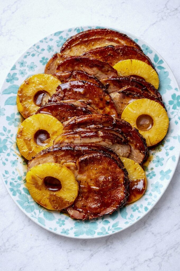 Sticky Pineapple Brown Sugar Glazed Ham