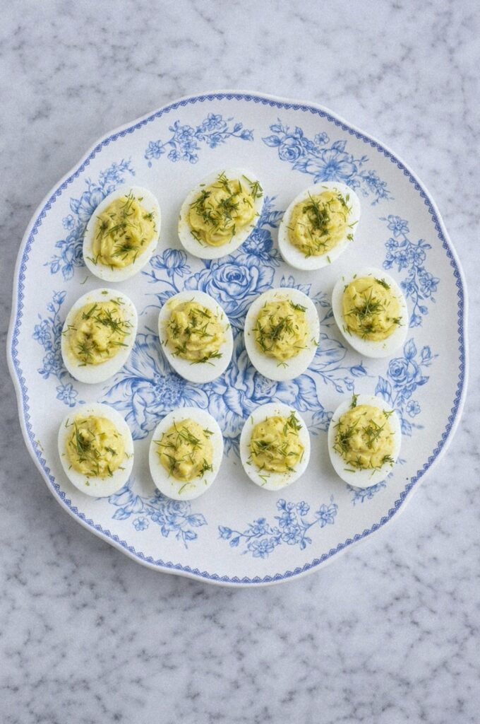 Sweet Honey Deviled Eggs with Fennel Fronds