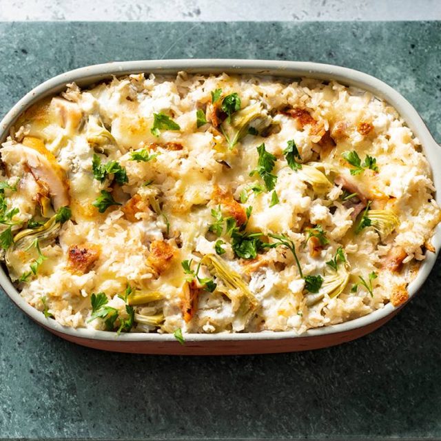 Artichoke Chicken Rice Bake