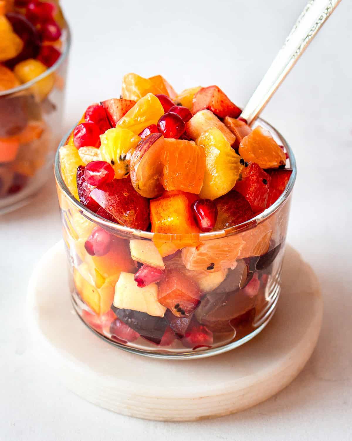 Fall Fruit Salad With Persimmon, Plum and Pomegranate