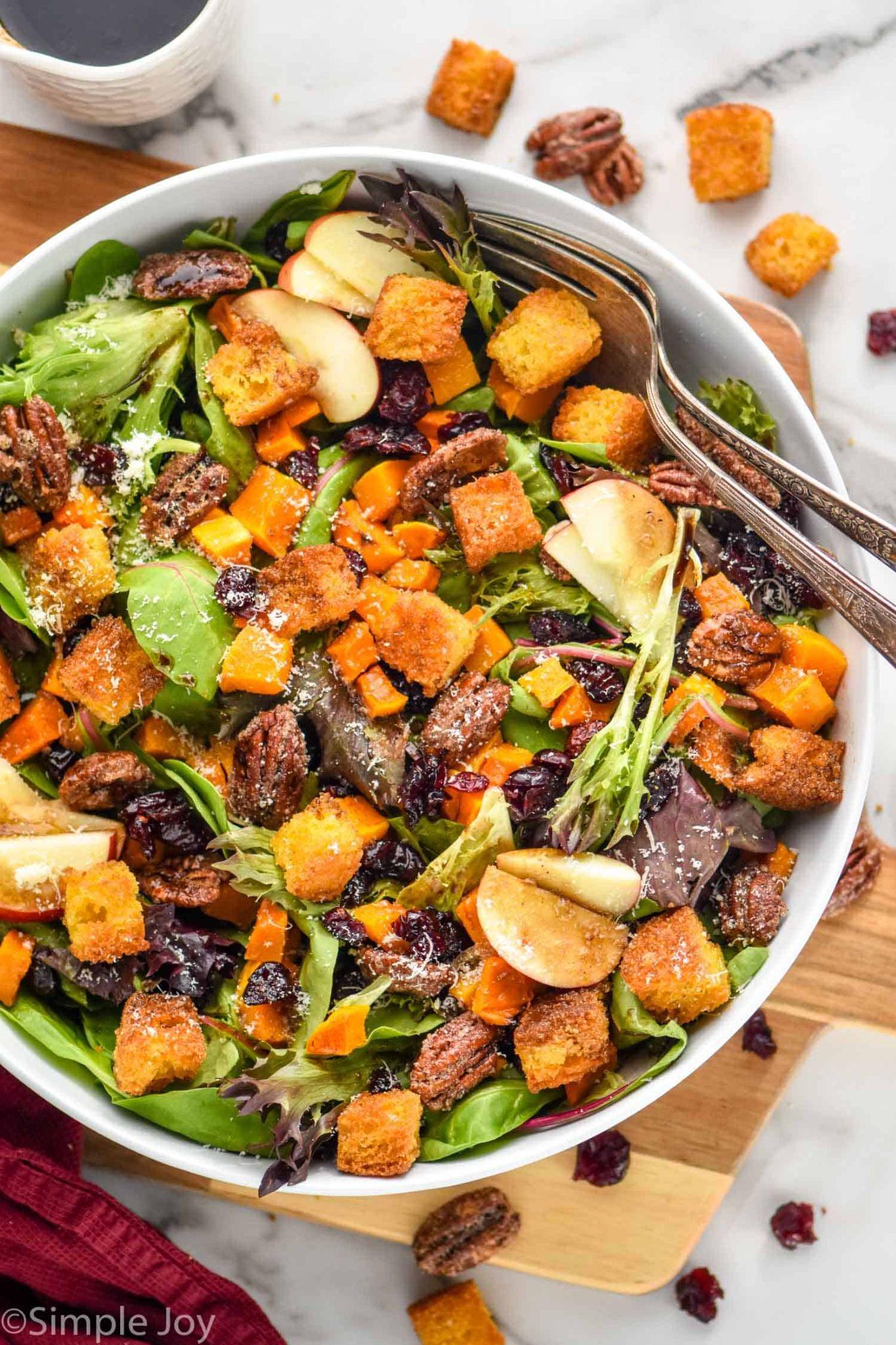 Autumn Harvest Salad with Cornbread Croutons