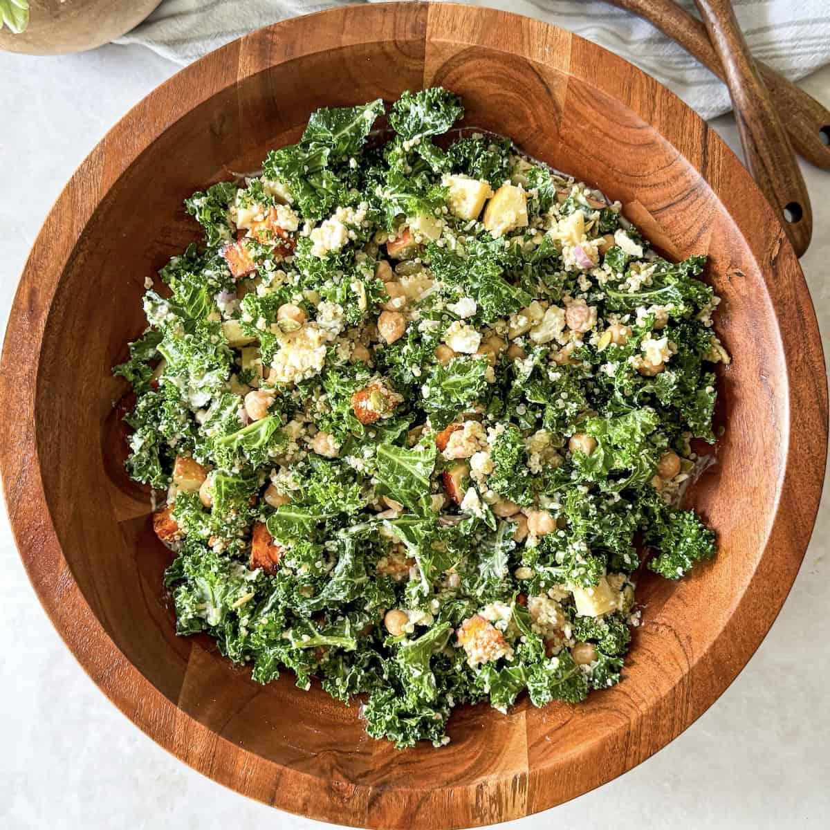 Maple Tahini Kale Harvest Salad