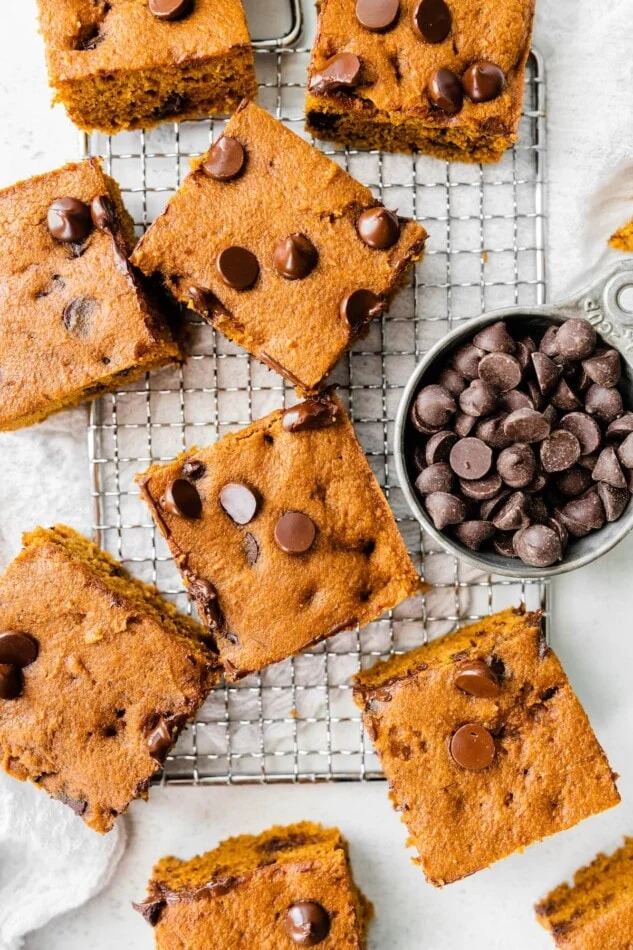 Wholesome Chocolate Chip Pumpkin Bars