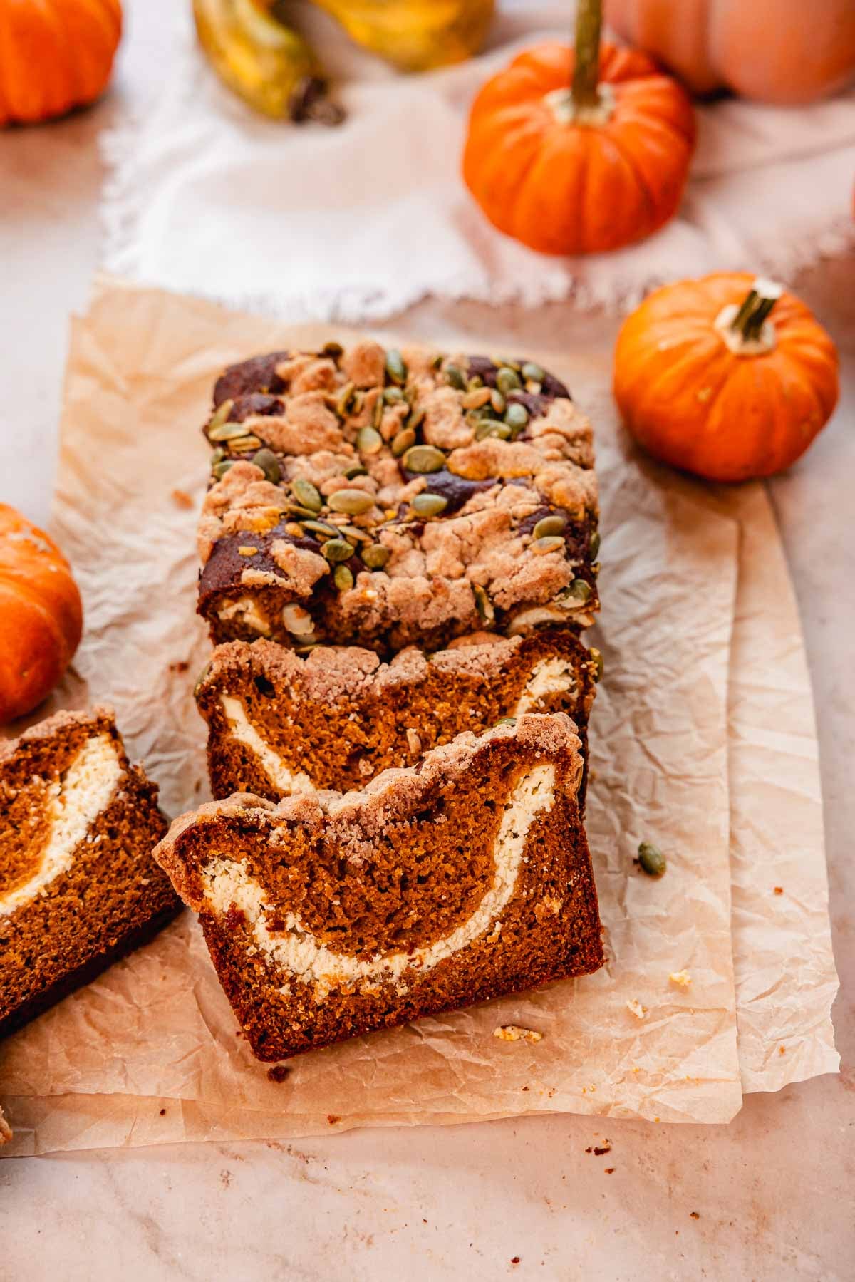 Pumpkin Cream Cheese Streusel Bread from Flouring Kitchen