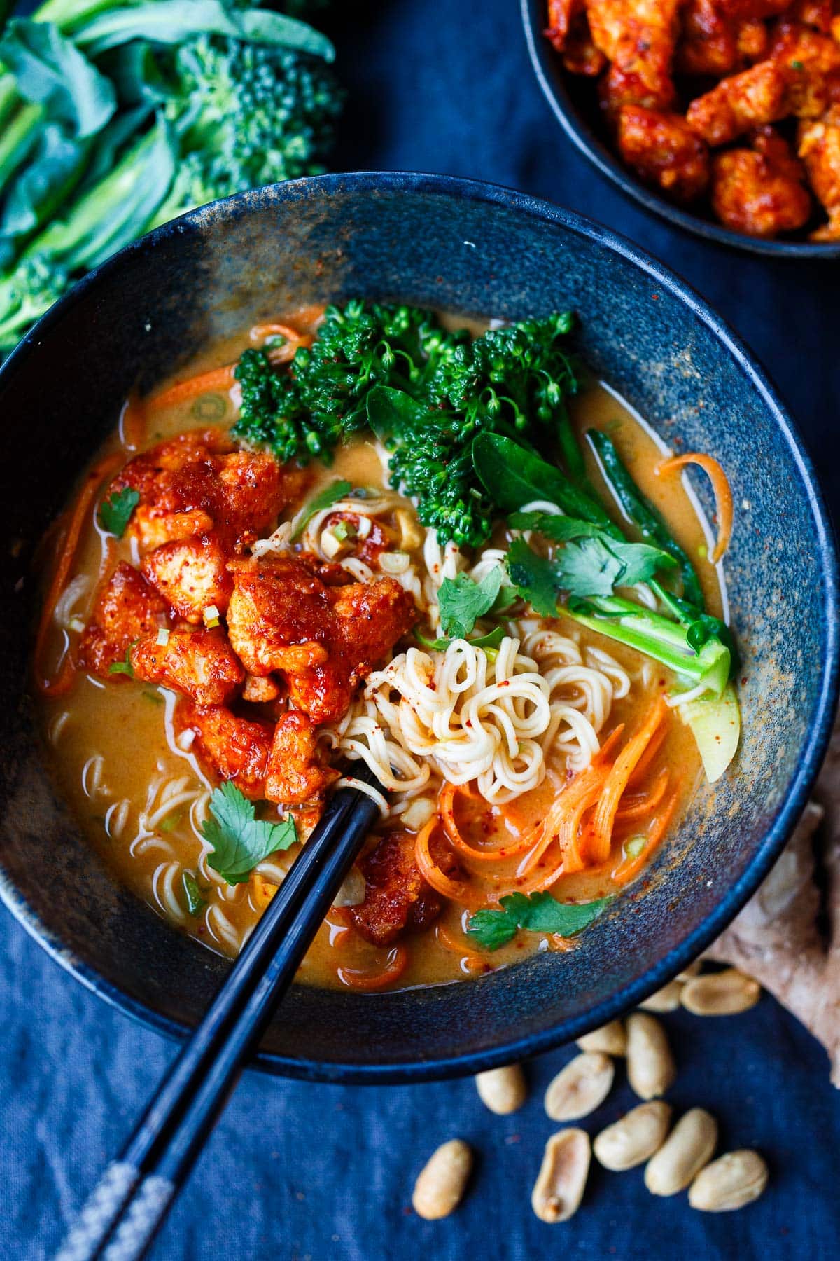 Peanut Butter Ramen with Crispy Korean Tofu