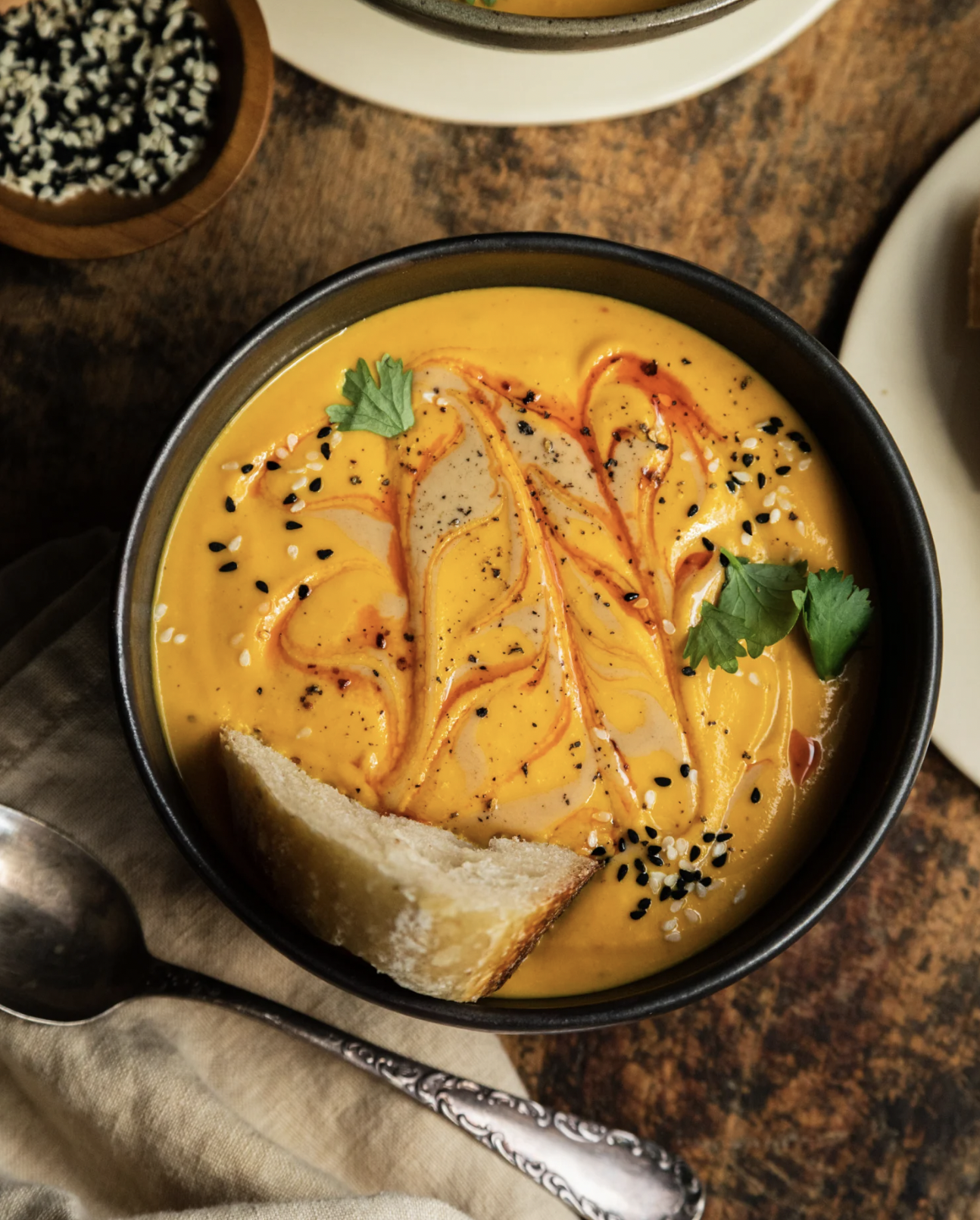 Spicy Sesame Carrot and Lentil Soup