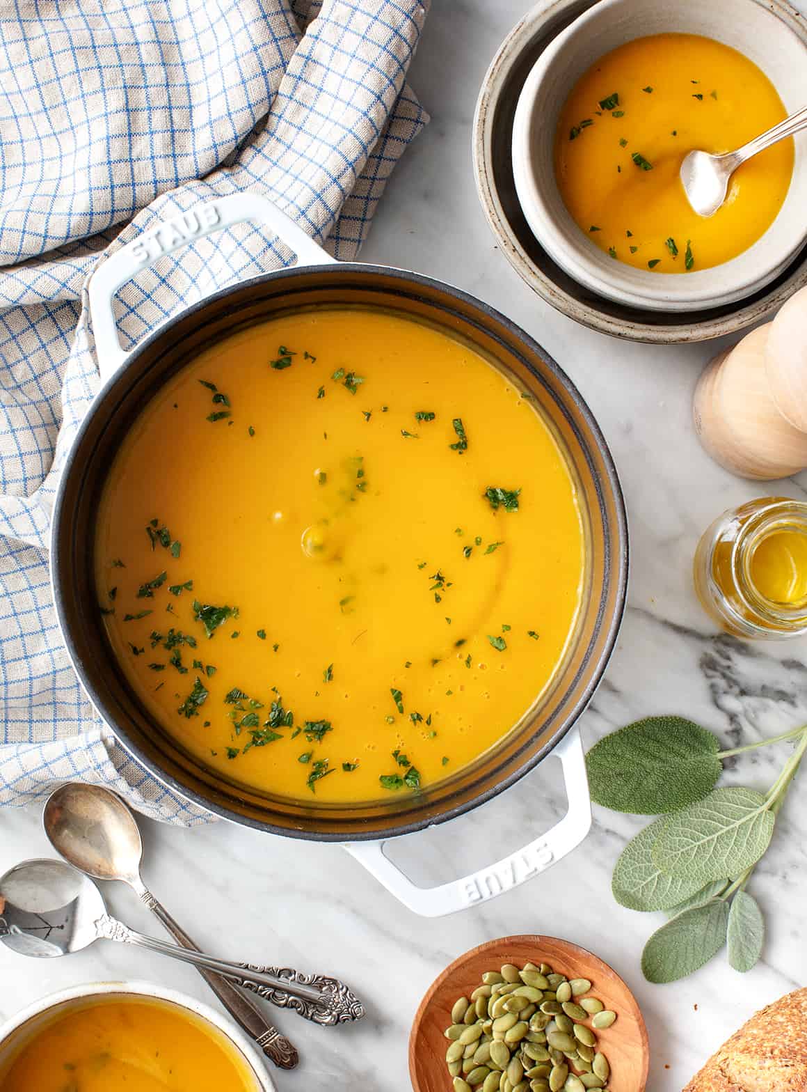 Cozy Butternut Squash Soup with Sage and Pepitas