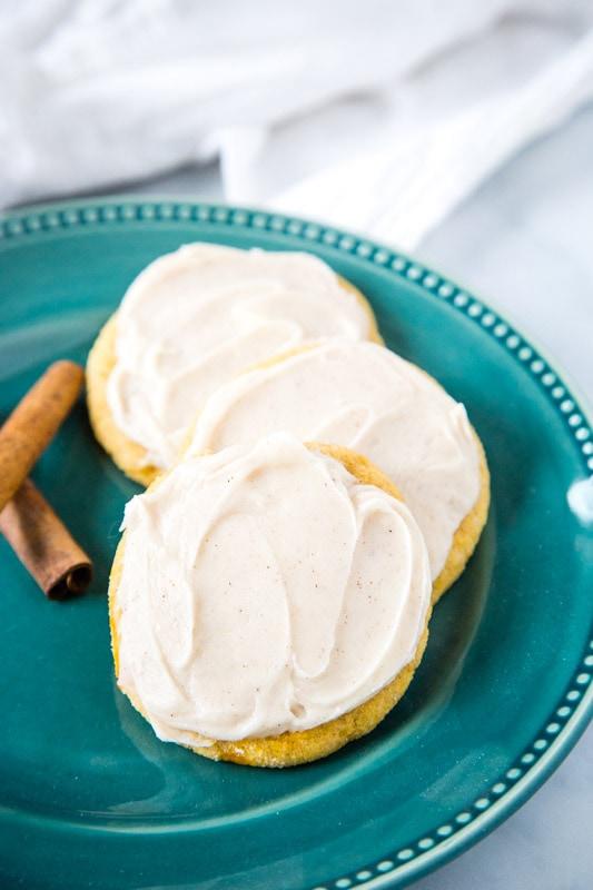 Pumpkin Sugar Cookies with Cream Cheese Frosting