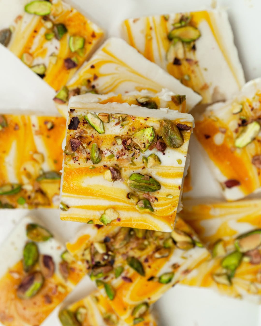Golden Mango-Swirled Squares