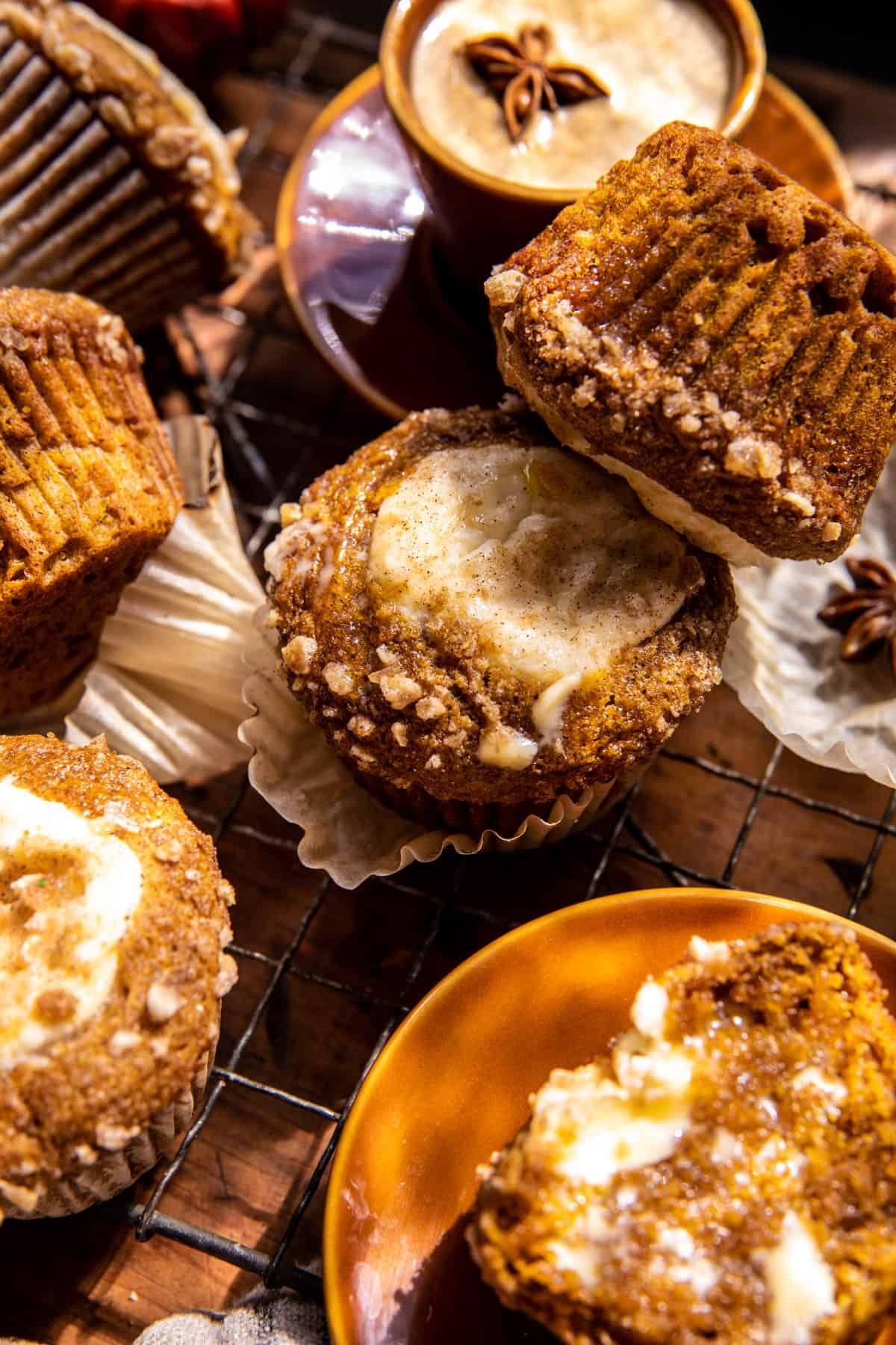 Pumpkin Cream Cheese Ginger Muffins