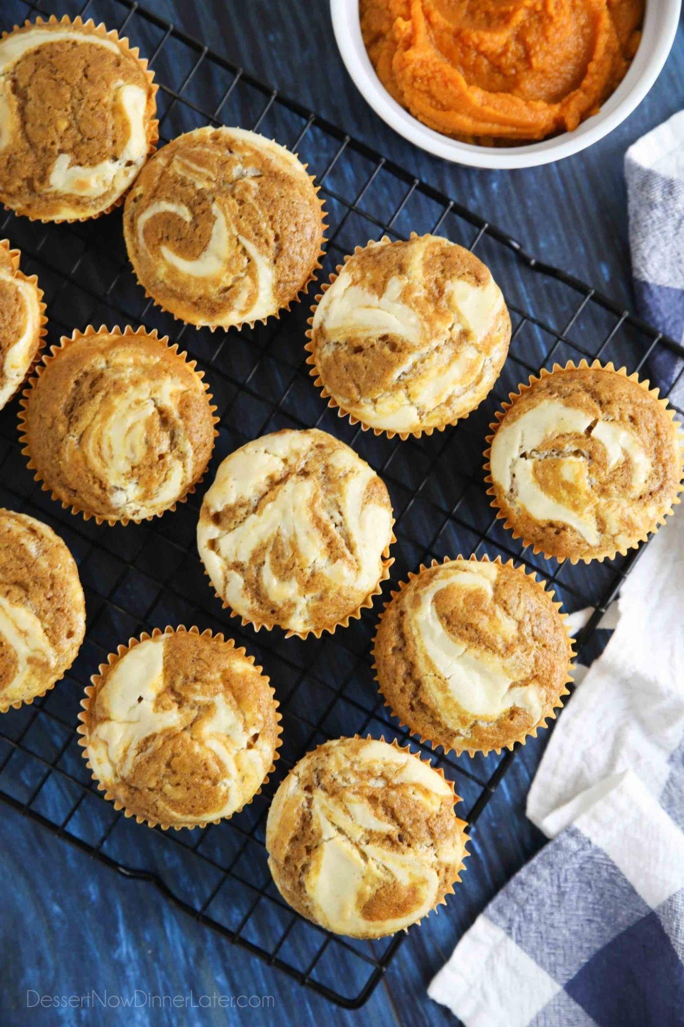 Marbled Pumpkin Cream Cheese Muffins