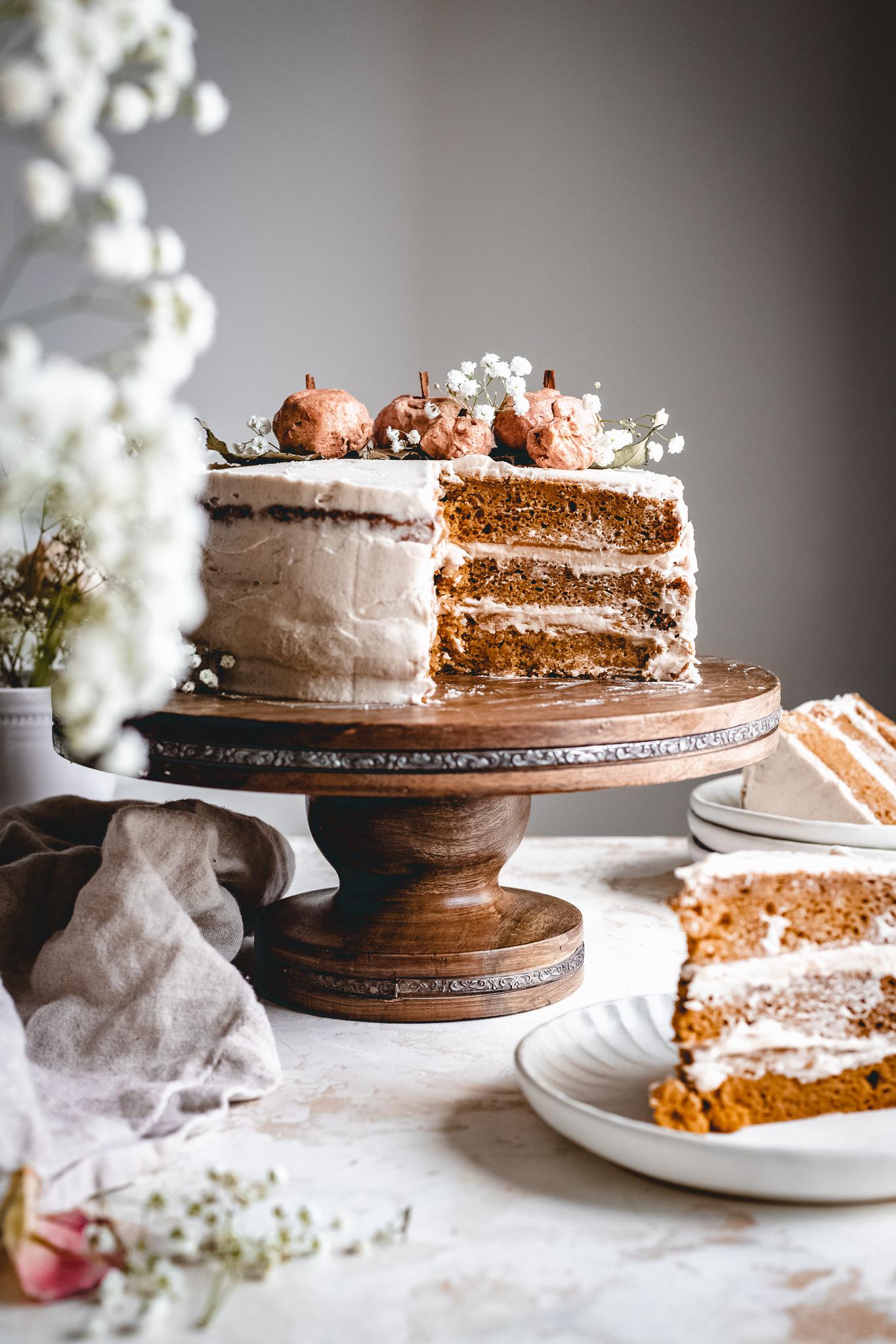 Vegan Pumpkin Cake and Vegan Cream Cheese Frosting