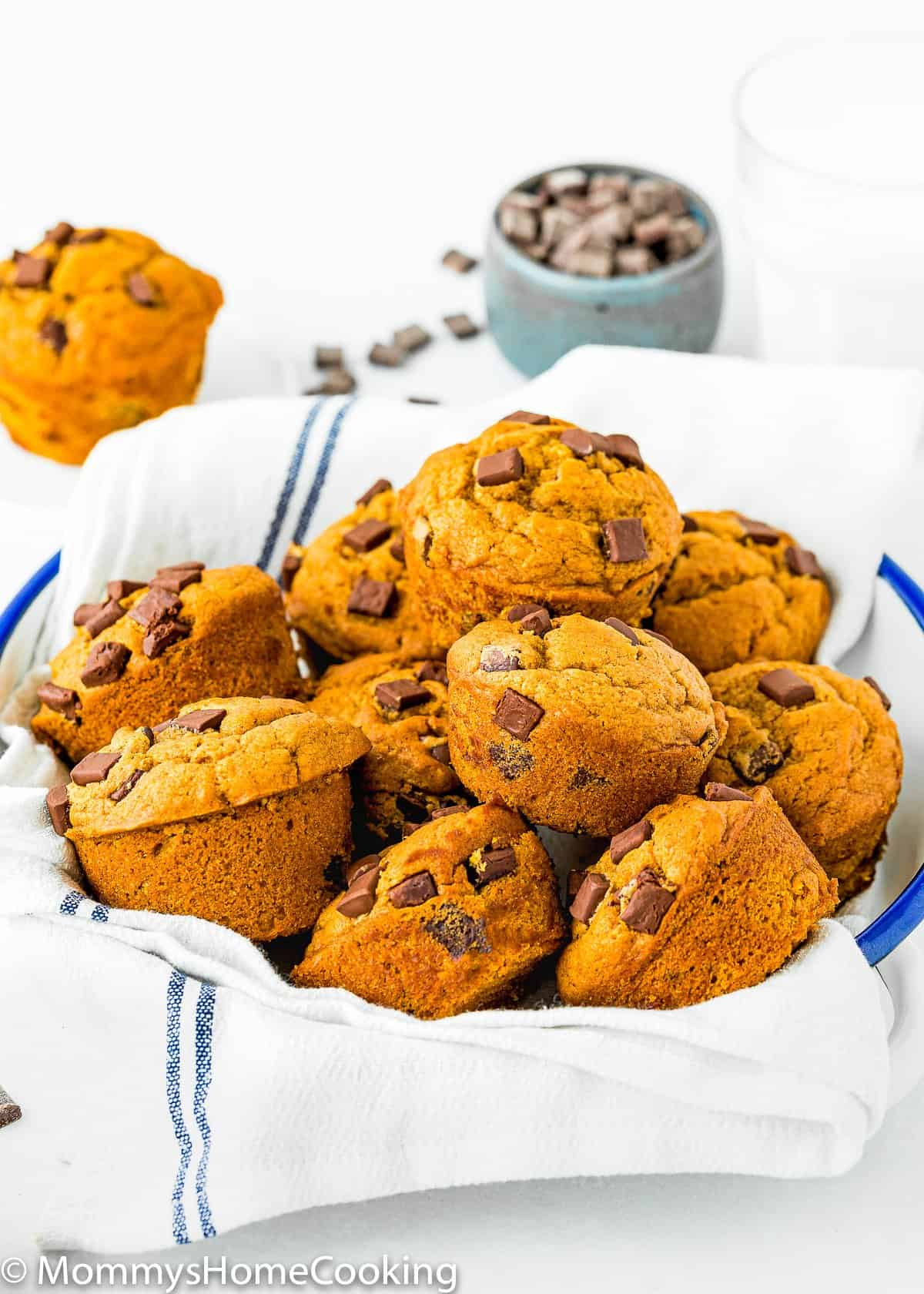 Eggless Chocolate Chip Pumpkin Muffins